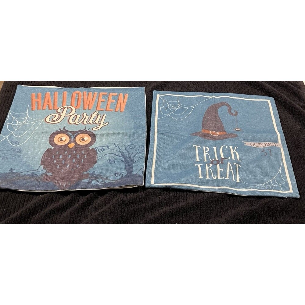 2 Spooky Happy Halloween Throw Pillow Covers Holiday Home Decor Trick Or Treat